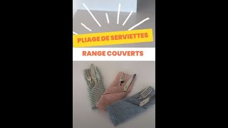 Plier une serviette en porte couvert. Idée pour décorer sa table