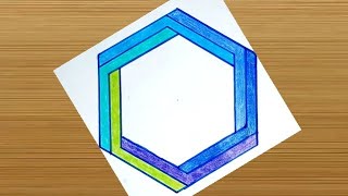 How to draw a Impossible Hexagon | Easy Hexagon drawing using a protector | Impossible Hexagon |