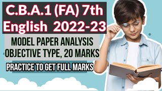 #CBA_7thEnglish CBA -1   7th Class English Model Paper.. Objective Type for 20 Marks