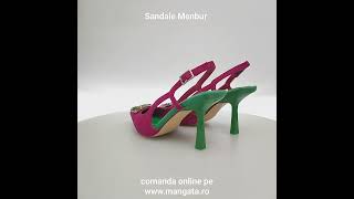 Sandale Menbur Fucsia Verde Piele Întoarsă Veritas