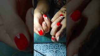 ongles semi permanent rouge blanc coquelicots "Martine'S ongles Colmar"