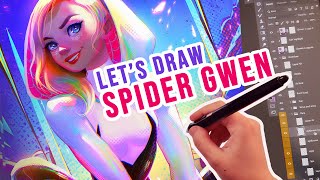 ✨DRAW SPIDER GWEN FANART WITH ME!✨