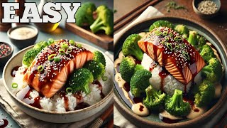 Easy Glazed Salmon Recipe With Rice Bowl ! Healthy & Delicious