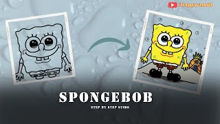 Recreation: How to Draw 😗Cute SPONGEBOB😗Step By Step Without Pencil #trending #viral #youtuber #kids