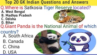 Top 20 Gk Indian Questions and Answers||Top 20 General Knowledge Quiz in English||Gk Questions