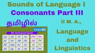 Sounds of Language | Consonants III Explanation in Tamil| Affricates Approximants, Transcriptions