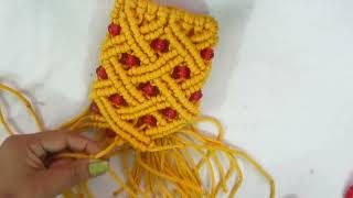 How To Make Macrame Mobile Pouch//Pineapple Design Mobile pouch/Sidebag