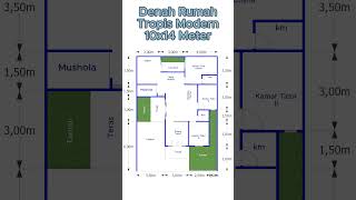 Denah Tropis Modern 10x14 Meter #denahrumah #rumah #desianrumah