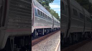 #Amtrak heads south on the #CSX #railroad past #railfans #trainwatching in #Ashland, #Virginia