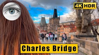 Prague Charles Bridge Walking tour, Vltava, Lesser Town 🇨🇿 Czech Republic 4k HDR