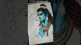 drawing Lord Shiv and Parvati 😍 part-1🕉️ #mahadev #shiv #drawing #art #ytshorts #shorts #bholenath