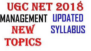 UGC NET - UPDATED SYLLABUS II  MANAGEMENT