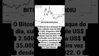 Bitcoin foi o destaque do dia, subindo mais de US$ 2.500, chegando a US$ 35.000