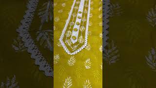 Pure cotton mustard panel design unstitched with bemberg cotton designer dupatta. #Ethnicbffs