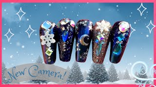 ❄️Blinged-Out Blue and Black Nail Set! 💙🖤 + I Got A New Camera!