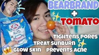 BEARBRAND AT TOMATO FOR GLOW SKIN FACE?!😱 AND PREVENTS ACNE, REDUCES OILLINESS, TIGHTENS PORES ETC!✨