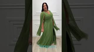 Vestido Festa Plus Size Brilho Manga Capa