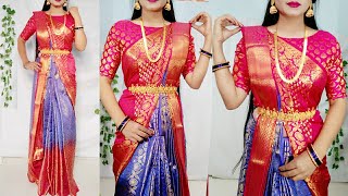 Pattu silk Saree drape this style looks more elegant /Saree lehnga draping styles/How to wear saree