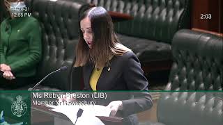 Robyn Preston MP speaks in response to an Opposition motion about investment in Western Sydney