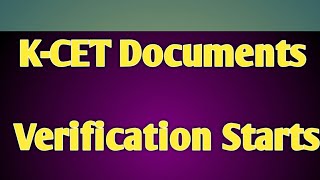 K-CET Documents Verification 2021 Dates