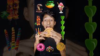 Emoji Food Eating Challenge 🥵|| Jelly,💚,🥨,🍧,🧁🍩🍡 || #shorts #asmr #food #mukbang