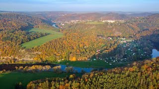 Roztoky u Křivoklátu podzim 2024 - z dronu