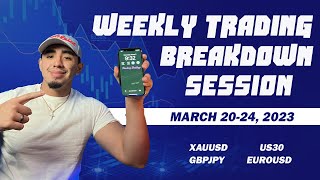 Weekly Trading Breakdown Sessions: XAAUSD, US30, EU, GJ Trading Pairs | March 20-24, 2023