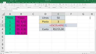 Função Escolher Excel