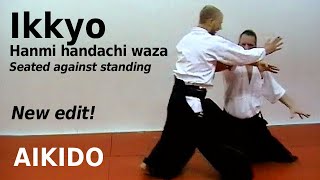 Aikido technique IKKYO in HANMI HANDACHI WAZA against different attacks, by Stefan Stenudd in 2003