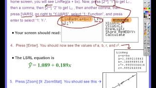 Chapter 3, Lesson #5 + LSRL + Calculator