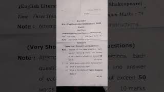 M.A. first semester question paper English first paper 2023