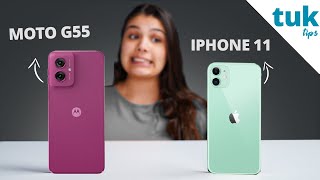 Moto G55 vs iphone 11 Qual é o MELHOR pra comprar em 2024? comparativo