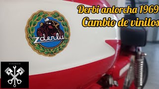 Cambio de pegatinas Derbi antorcha 1969 49cc #motosclassicas #derbi