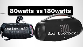 180watts vs 80watts Jbl boombox3 vs zealot s87. how much difference in sound🤔❓