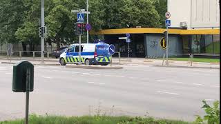 Estonian police car responding in Tartu