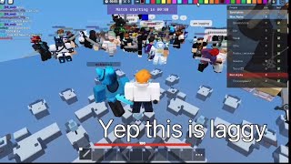 I tried out the 100 player match in roblox bedwars for the first time!!