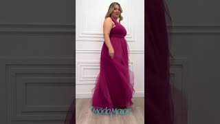 Deslumbrante Vestido Longo Plus Size com Saia em Camada