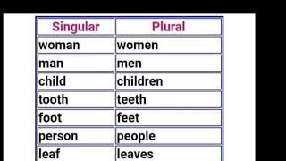 Irregular Plurals of some Nouns..