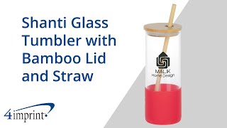 Shanti Glass Tumbler with Bamboo Lid and Straw by 4imprint