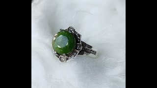 7.6MM Demantoid on Silver Ring 925: Shiny Like Green Diamond and Green Like Emerald for Sales!