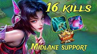 MID LANE SUPPORT 16 KILLS GAMEPLAY | MOBILE LEGENDS