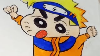 shin chan as Naruto drawing #viral #shorts #trending