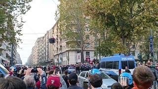 L'arrivo del pullman del Toro per il Derby