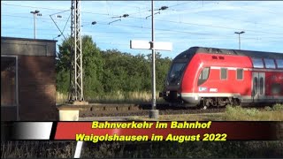 Bahnverkehr im Bahnhof Waigolshausen im August 2022  -  AL  # 141/008/022