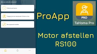 ProApp Fine tunen motoren RS100 tijdens installatie TaHoma switch