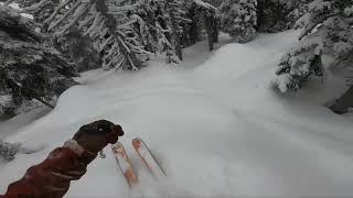 Skiing powder on crust at Big White