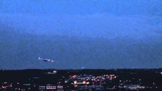 Spectacular view of plane landing during lightning storm