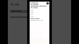 NEET PG #biochemistry MCQ || Friedwal's Equation || LDL Calculation