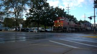 HD: BNSF C44-9W 4071 leads a Patriotic Colored Intermodal Train at Downers Grove Il.