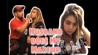 HUSBAND DOES MY MAKEUP CHALLENGE